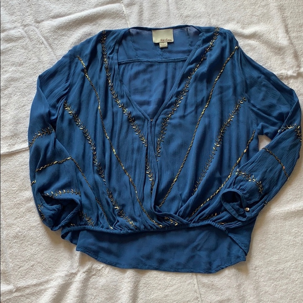 Blue flowing shirt